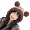 Chapéu com Orelhas de Urso Feminino Outono e Inverno Novo Versão Coreana Fofo Espessado Quente Chapéu Recheado Proteção de Orelha para Ciclismo Chapéu Lei Feng
