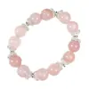 Pulseira Grande de Quartzo Rosa Natural Estilo Xiaohongshu com Zircônia Microincrustada, Estilosa e na Moda, Perfeita como Presente de Aniversário para uma Amiga Próxima