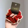Scrunchie Vermelho Veludo Pérola Festivo de Ano Novo Moda Retro High-End Elástico de Cabelo Versátil Acessório de Cabelo para o Dia a Dia