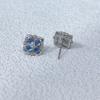 Brincos de Prata S925 Banhada a Platina com Pedra Azul Moonlight, Tamanho da Pedra Principal 3mm, Estilo Francês de Nicho, Novo Verão 2024