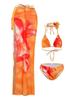 Tailândia Bali Sanya Férias Fato de Banho Feminino Novo Sexy Saia Biquíni Três Peças Saia Longa Saia de Gaze com Alças