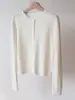 Suéter de Lana Cableado Vintage Hilo Fino, Prendas Cortas de Cachemir, Cardigan Cableado de Manga Larga Suave y Amigable con la Piel para Viajeros, Cuello Redondo