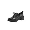 Zapatos de cuero pequeños con cordones y suela gruesa para mujer 2026 Otoño/Invierno Nuevos Versátiles Puntera Redonda Negros Estilo Británico Mocasines Zapatos de Cuero Pequeños para Mujer