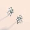 Aretes de Plata Esterlina S925 con Forma de Corazón de Amor para Mujer, Aretes de Plata Pequeños Mini Simples que Combinan con Todo, Joyería de Personalidad Tremella, Suministro Directo de Fábrica