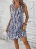 Vestido de Verano Nuevo Elegante con Cuello en U, Estampado Floral, sin Mangas, con Anillas, de Longitud Media, Transfronterizo de Amazon Europeo y Americano 2026