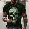 Cross-border verão novo manga curta 3D impressão digital casual all-match caveira solto confortável camiseta casual