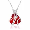 Collar Cruzado Europeo y Americano Corazón de Océano Mariposa para Mujer, Versátil de Alta Gama Cristal Gema Acero de Titanio Regalo del Día de San Valentín