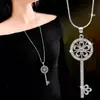 Cadena de suéter redonda con cristal azul de moda estilo coreano para mujer, larga, nueva, otoño e invierno, versátil, collar, colgante de joyería de cristal de alta gama