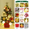Mini árvore de Natal pequena para mesa com luzes 50cm árvore de Natal dourada vermelha pacote árvore de Natal