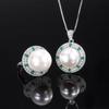 Zhuang Shengsheng Jóias Incrustadas Contas Brancas Cor-divisor Diamante Anel Redondo 14mm Pingente 16mm Conjunto Feminino