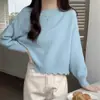 Suéter Pulóver Suave y Acogedor de Color Sólido para Mujer, Nuevo Estilo Coreano Otoño e Invierno, Holgado y Dulce, Sencillo Pulóver de Punto