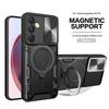 Adecuado para Samsung S26 Ultra Funda de Teléfono con Soporte de Anillo Oculto Anticaídas Cubierta Protectora Magnética con Ventana Deslizante A57