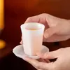 Taza de té de porcelana fina, taza de té de porcelana blanca Dehua, taza de té, taza cónica, taza de aroma, taza de calabaza, taza de té individual en caja de regalo