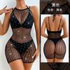 Europa y Estados Unidos Tallas Grandes Amazon Explosiones Perforación Caliente Malla Siaman Ropa Interior Sexy Gesta Malla Hueca Transparente 8116