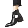 Botas Martin Retro de Tacón Grueso Corto con Punta para Mujer Forradas de Piel 2026 Invierno Nuevas Marrones Adelgazantes de Tacón Alto Cortas