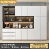 Armario alto moderno minimalista integrado en la pared, mueble de almacenamiento de sala de estar de lujo ligero, armario de vino con puerta de cristal estilo italiano, vitrina