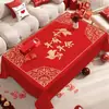 Toalha de mesa vermelha, toalha de mesa redonda para casamento, capa de mesa, jogo americano para mesa de jantar em casa, à prova d'água, resistente ao calor, novo estilo festivo para hotéis e restaurantes
