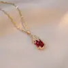 Collar Transportador Lucky Pixiu para Mujer ins No se Desvanece Lujo Ligero Moda Celebridad de Internet Cadena para Clavícula Chapado en Oro Real Cadena Corta para el Cuello