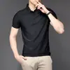 Polo de Hielo de Seda de Verano 2026 para Hombre Fresco Transpirable Secado Rápido Manga Corta Casual de Negocios Cuello Sin Costuras Color Sólido