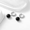 Aretes 2025 Nuevos Trendy Aretes de Plata S925 Aretes Femeninos Cuentas Redondas Naturales Aretes de Ágata Negra Venta al por Mayor