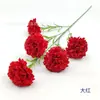 5 claveles artificiales, tallo único, flores artificiales, claveles, flores elegantes, decoración de sala de estar, arreglo floral, arte floral artificial