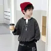 Sudadera con Felpa para Niños Otoño e Invierno Estilosa Ropa Coreana para Niños 2026 Nueva Moda Versátil para Bebés Capa Base