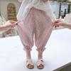 Pantalones de Playa para Niños Estilo Vintage Floral Verano Protección Solar Pantalones Versátiles Anti-mosquitos Niñas Verano Estampado Cintura Media-alta