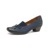 Zapatos de Salón de Estilo Femenino de 3.5 cm con Lazo y Punta Redonda, Tacón Grueso, Slip-On de Cuero para Mujer, Novedad Primavera y Otoño 2026