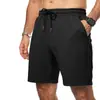 Novos Shorts Transfronteiriços Casuais Cintura Elástica Cordão Cinco Pontos Comprimento Médio Shorts de Férias na Praia de Verão com Bolsos
