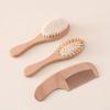 Conjunto de Pente e Escova para Bebê de Três Peças com Fornecimento Transfronteiriço, Escova de Lã de Faia, Pente de Dentes Redondos para Bebê, Pente de Almofada de Ar de Segurança com Retorno