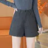 Shorts de lana para mujer otoño invierno ropa exterior cintura alta 2026 nuevo estilo europeo adelgazante línea A capa base pantalones anchos combinar con botas