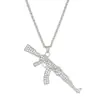 Suprimento Transfronteiriço Punk Hip-Hop Colar de Fuzil de Assalto Totalmente Cravejado de Diamante Pingente de Arma Ak Personalizado Criativo Joias Atacado para Homens e Mulheres
