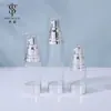 Garrafa a vácuo transparente prateada galvanizada 15/30/50ml tipo pump frasco para sérum loção embalagem para skincare frasco vazio