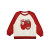 Moletom Raglan Color Block com Estampa de Maçã para Meninas Wulibu 2025 Outono Novo Top Casual com Gola Redonda Infantil