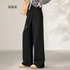 Pantalones rectos de Lyocell Tencel para mujer, pantalones casuales versátiles y con caída, pantalones de pierna ancha estrecha sueltos de cintura alta, pantalones adelgazantes para mujer