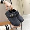 Sapatos Baotou Mao Mao com forro de lã grossa e solado grosso, calçados femininos para áreas externas, outono e inverno, novo estilo, calçados vintage sem cadarço Birkennedy