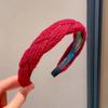Diadema Estilo Tweed Cabeza Roja Diadema de Año Nuevo Ramillete de Pelo Pasador de Ala Ancha Pasador Pequeño Diadema para Mujer Nuevo Otoño e Invierno 2024
