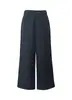 0485 Pantalones cropped de pierna ancha rectos, fluidos, de cintura alta, con abertura frontal, estilo otoño