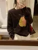 Suéter de Lana Marrón Estilo Coreano Súper Elegante para Mujer, Nuevo Top de Ganchillo Color Degradado Invierno 2025