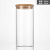 En stock 100mm boca recta tapa de bambú tarro de almacenamiento sellado hogar cocina té granos tarro de almacenamiento botella de vidrio fabricante