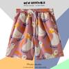 Pantalones de Playa de Marca de Moda para Hombre Verano Casual Vintage Shorts Estampados Sueltos Solubles en Agua Playa Seda Helada Secado Rápido