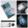 Adequado para Capa de Celular Samsung Zfold8, Anti-Queda Magnético Suction Center Axis Anel de PU Suporte, Capa Protetora iPhone Duo