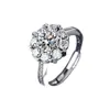 Anillo para Mujer Estilo K de Nuevo Girasol con Microincrustaciones de Diamante Diseño en Vivo Moissanita de 3 Quilates Mismo Estilo de Transmisión en Vivo de Douyin