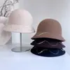Sombrero de Pescador Ondulado con Perlas y Cristales Cosido a Mano para Mujer, Sombrero de Fieltro de Lana Australiana para Otoño e Invierno, Sombrero de Moda Versátil