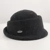 Otoño Invierno Estilo Británico Estudiante en el Extranjero Heredera Elegante Sombrero Redondo de Fieltro de Lana para Mujer Retro Versátil de Moda Temperamento Bombín Tacto de Alta Gama