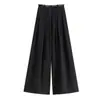 Ropa de mujer: Traje de rayas con pantalón ancho para mujer, colección otoño 2026, con diseño de corbata, fluido, adelgazante, pierna ancha, pantalón de falda largo hasta el suelo