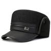 Gorra de Hombre Nueva de Invierno de Terciopelo Cálida de Cuero para Papá y Personas Mayores, de Mediana Edad y Mayores, Resistente al Viento, Protección para Orejas, Gorra Plana