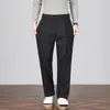 Pantalones Casuales de Lana para Hombre Otoño/Invierno 2026 con Cintura Elástica, Corte Holgado, Color Sólido, Pierna Recta, Cintura Media-Alta, Pantalones para Hombre