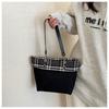 Bolso de Cubo de Moda para Mujer 2025 Nuevo Bolso Tote Patchwork a Cuadros para Viaje al Trabajo, Hombro, Axila para Mujer
