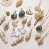 Pendientes de concha de playa natural europea y americana con borde bañado en oro Collar con colgante de concha de playa estilo bohemio venta al por mayor